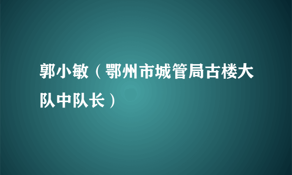 郭小敏（鄂州市城管局古楼大队中队长）