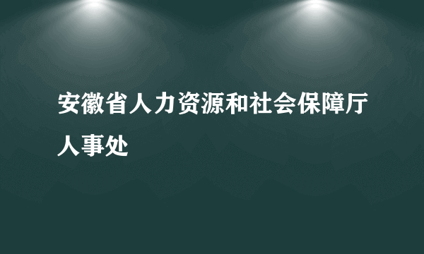 安徽省人力资源和社会保障厅人事处