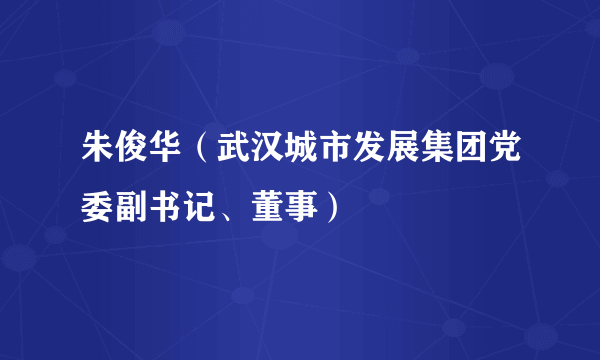 朱俊华（武汉城市发展集团党委副书记、董事）