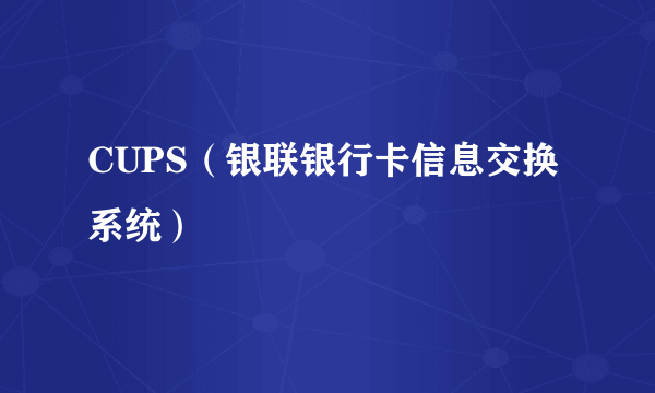 CUPS（银联银行卡信息交换系统）