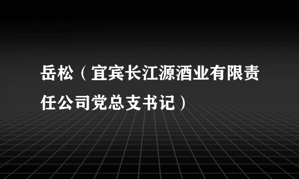 岳松（宜宾长江源酒业有限责任公司党总支书记）