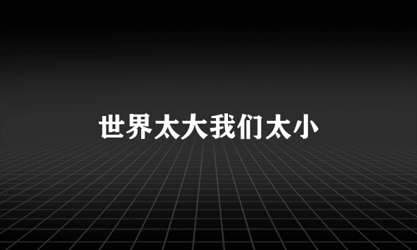 世界太大我们太小