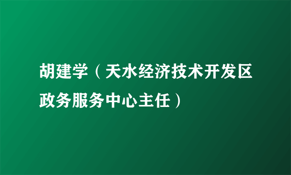 胡建学（天水经济技术开发区政务服务中心主任）