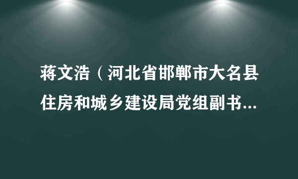 蒋文浩（河北省邯郸市大名县住房和城乡建设局党组副书记、副局长）