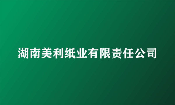 湖南美利纸业有限责任公司