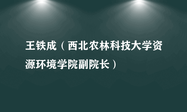 王铁成（西北农林科技大学资源环境学院副院长）