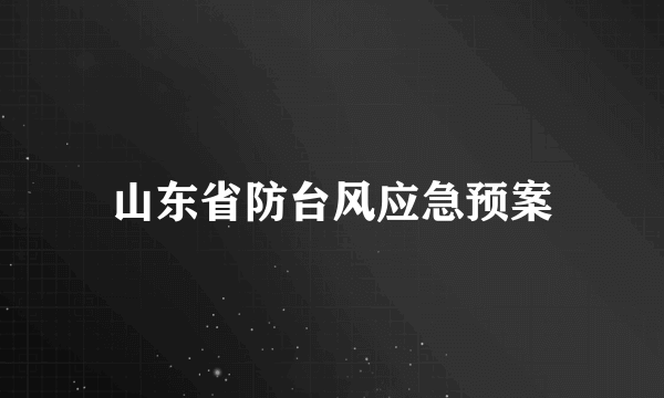 山东省防台风应急预案