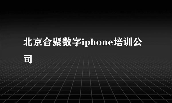 北京合聚数字iphone培训公司