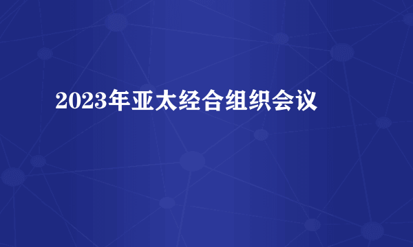 2023年亚太经合组织会议