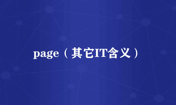 page（其它IT含义）