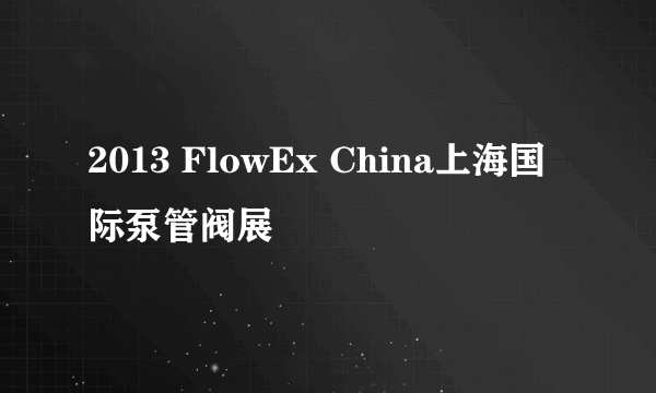 2013 FlowEx China上海国际泵管阀展