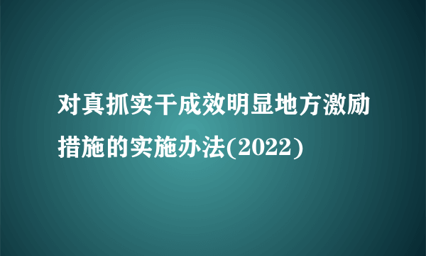 对真抓实干成效明显地方激励措施的实施办法(2022)