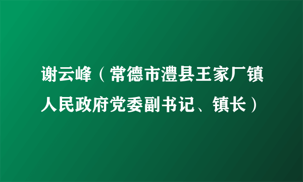 谢云峰（常德市澧县王家厂镇人民政府党委副书记、镇长）