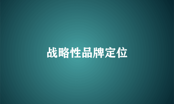 战略性品牌定位