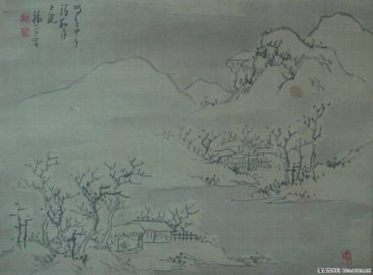 雪景山水册页