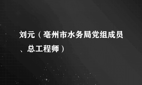 刘元（亳州市水务局党组成员、总工程师）