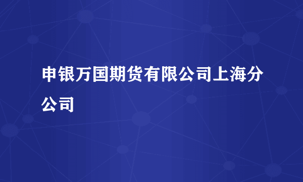 申银万国期货有限公司上海分公司