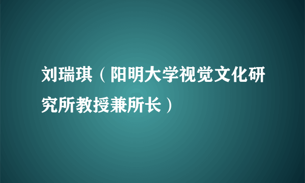 刘瑞琪（阳明大学视觉文化研究所教授兼所长）