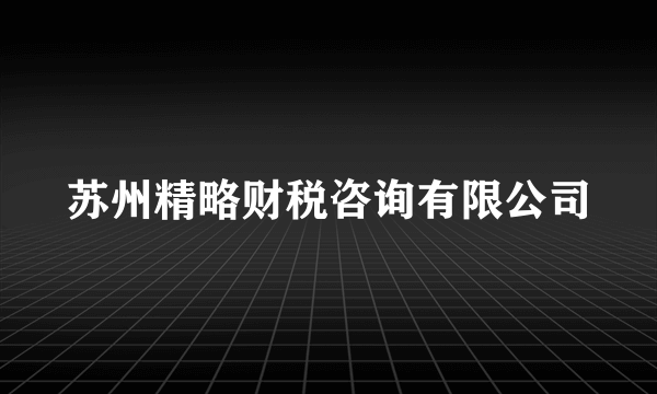 苏州精略财税咨询有限公司