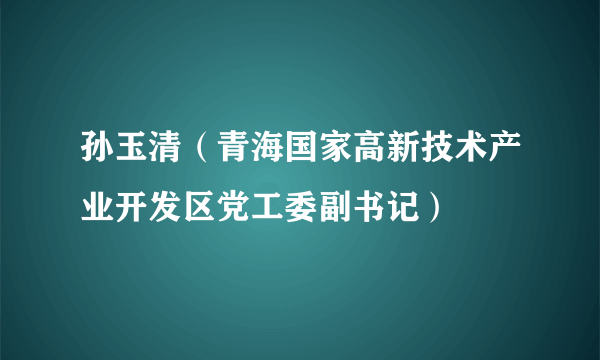 孙玉清（青海国家高新技术产业开发区党工委副书记）