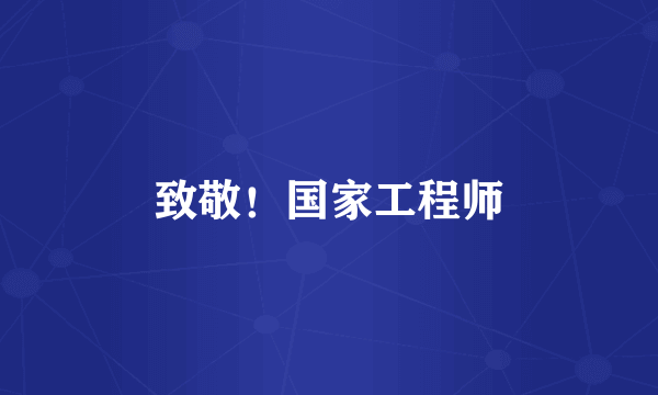 致敬！国家工程师