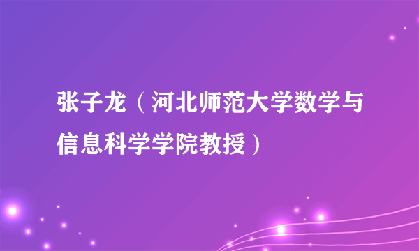 张子龙（河北师范大学数学与信息科学学院教授）
