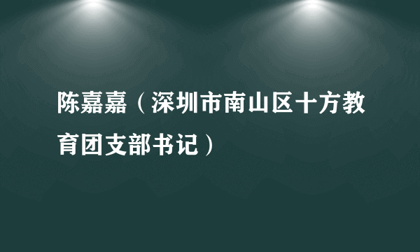 陈嘉嘉（深圳市南山区十方教育团支部书记）