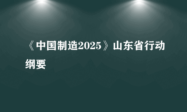 《中国制造2025》山东省行动纲要