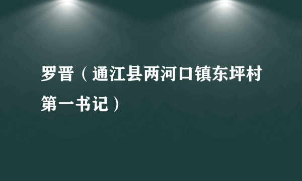 罗晋（通江县两河口镇东坪村第一书记）