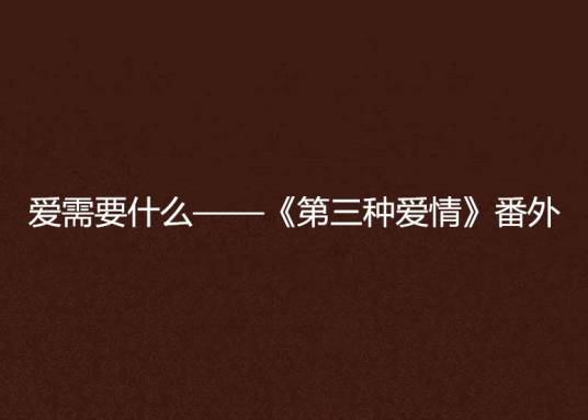 爱需要什么——《第三种爱情》番外