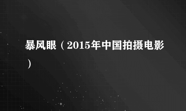 暴风眼（2015年中国拍摄电影）