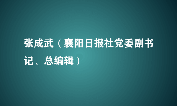 张成武（襄阳日报社党委副书记、总编辑）
