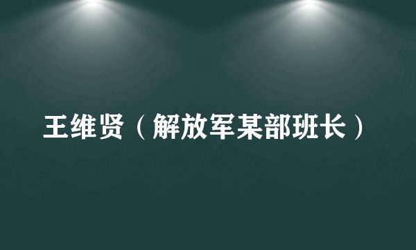 王维贤（解放军某部班长）
