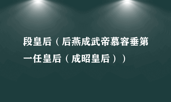 段皇后（后燕成武帝慕容垂第一任皇后（成昭皇后））