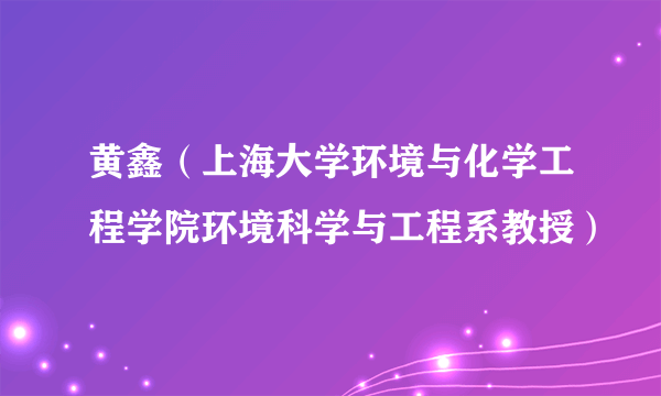 黄鑫（上海大学环境与化学工程学院环境科学与工程系教授）