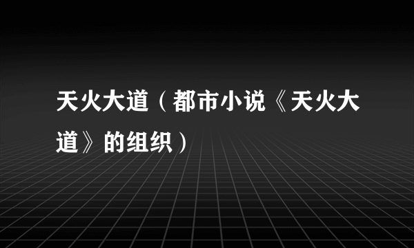 天火大道（都市小说《天火大道》的组织）