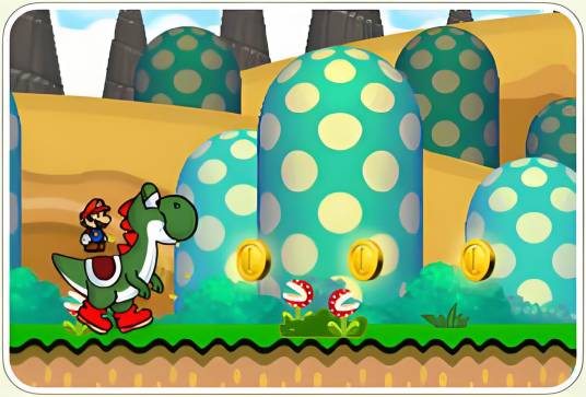 马里奥与耀西吃金币