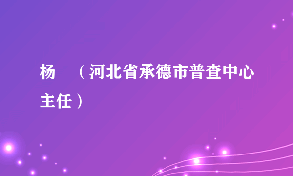 杨旸（河北省承德市普查中心主任）