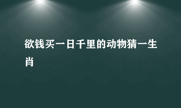 欲钱买一日千里的动物猜一生肖