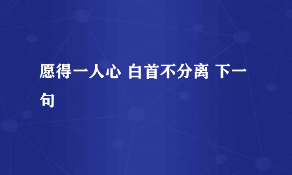 愿得一人心 白首不分离 下一句