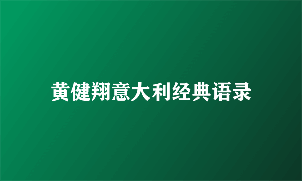黄健翔意大利经典语录