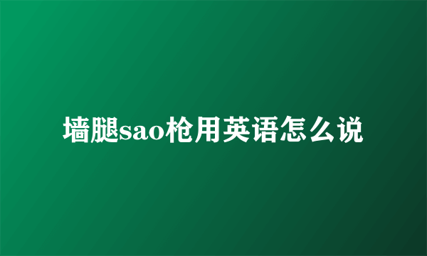 墙腿sao枪用英语怎么说