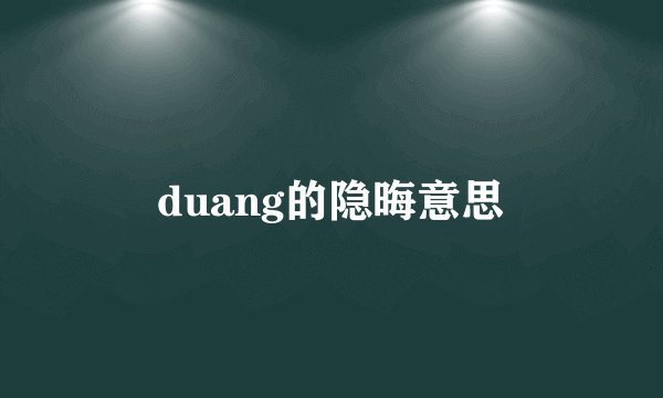 duang的隐晦意思