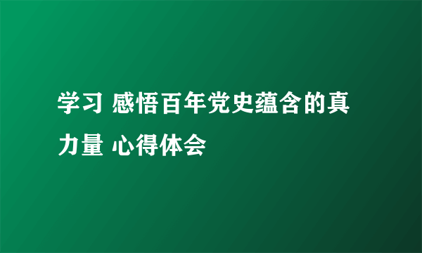 学习 感悟百年党史蕴含的真力量 心得体会