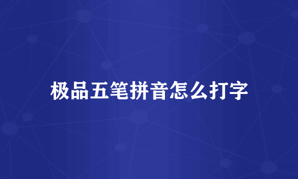 极品五笔拼音怎么打字
