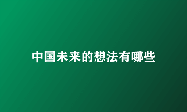 中国未来的想法有哪些