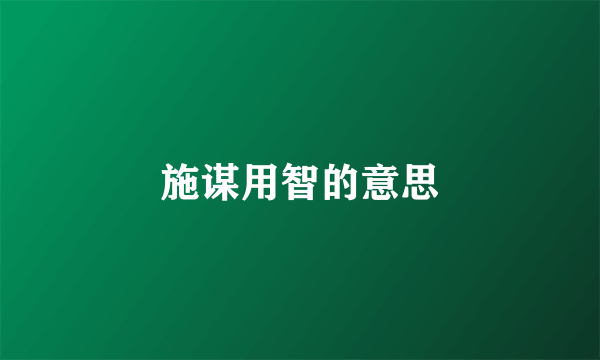 施谋用智的意思