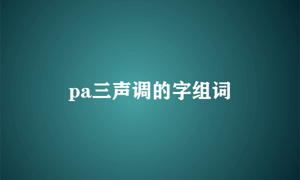 pa三声调的字组词