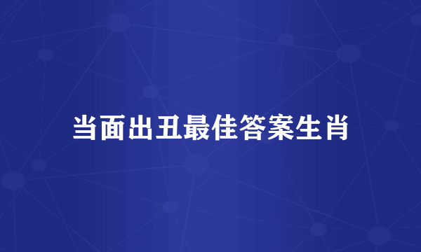 当面出丑最佳答案生肖