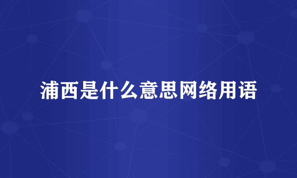 浦西是什么意思网络用语
